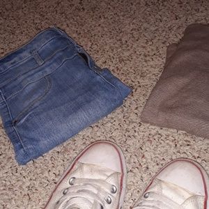 distressed high waisted jeans